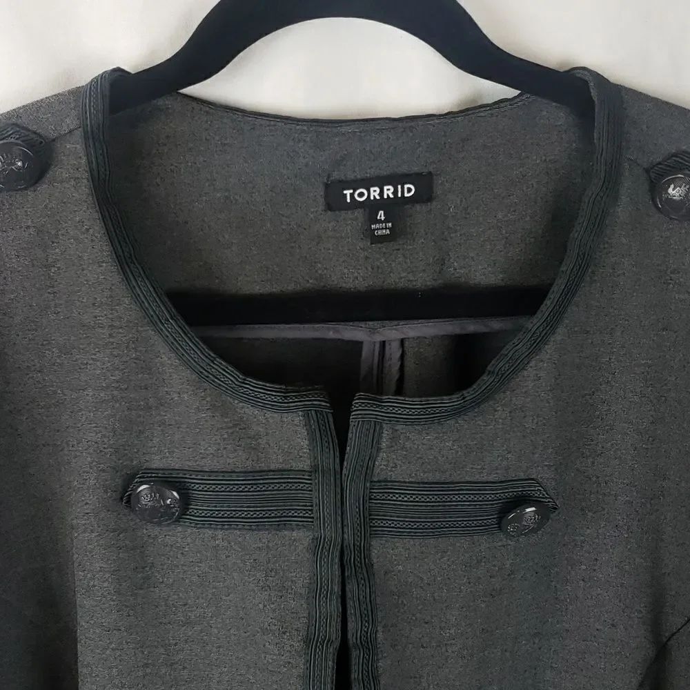 Torrid Women's 4X Grey Military Cropped Jacket - Picture 2 of 16